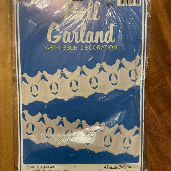 Vtg Beistle Christmas  Bell Dove Garland Art Tissue Decoration Lot 2 New - Picture 4 of 5